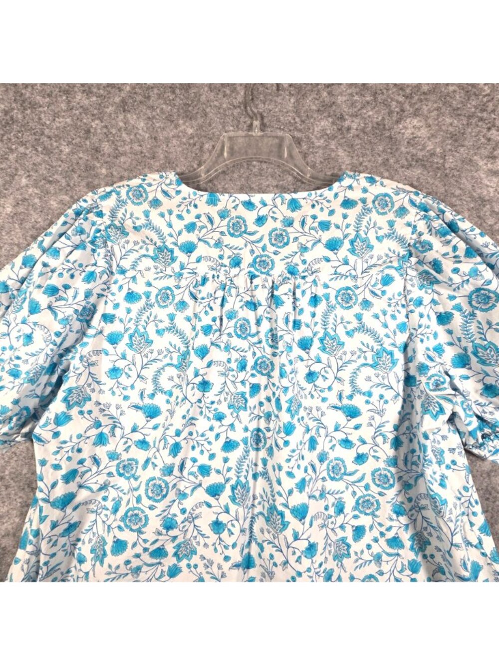 Draper James Blue White Floral Paisley V Neck Puff Sleeve Top Size XXL - Picture 7 of 10
